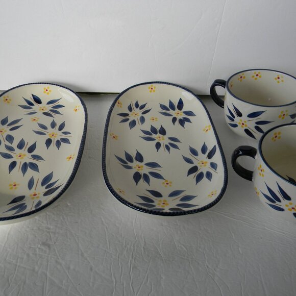 NEW  Temp-tations Old World Set of 2 Soup and Sandwich BLUE (4 PC SET) - Picture 4 of 4